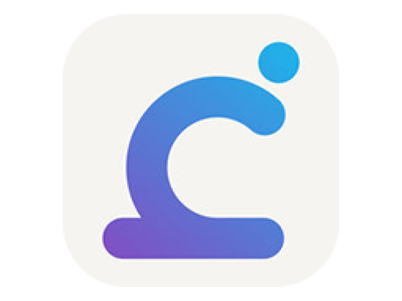 logo for the calm harm app blue figure on grey square