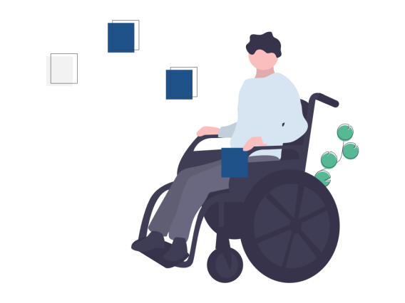 illustration of a man in a wheel chair