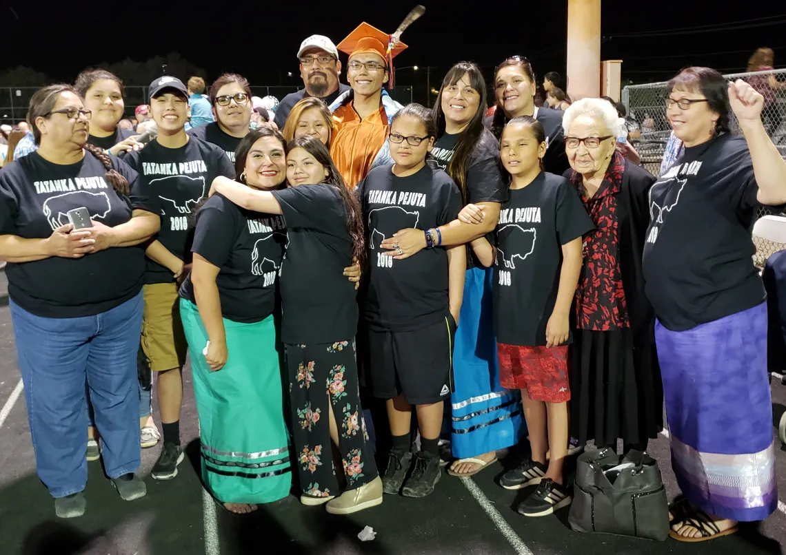 a family celebrating a graduation