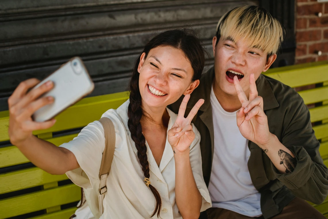 two people taking a selfie together